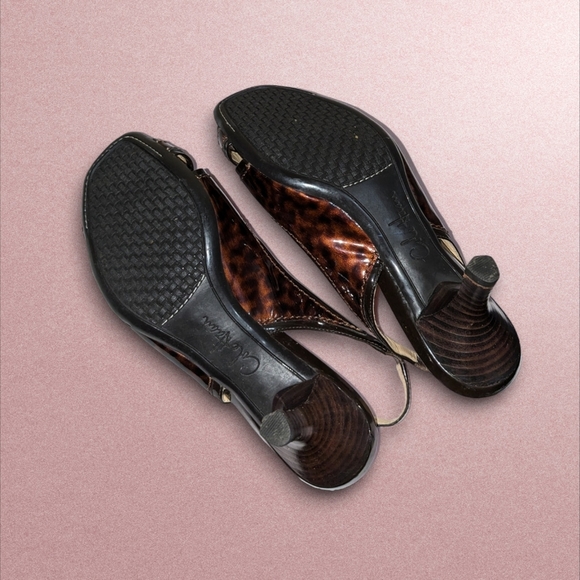 Cole Haan Tortoise Shell Print Sandals with Kitten Heels Size 8B - Picture 4 of 6